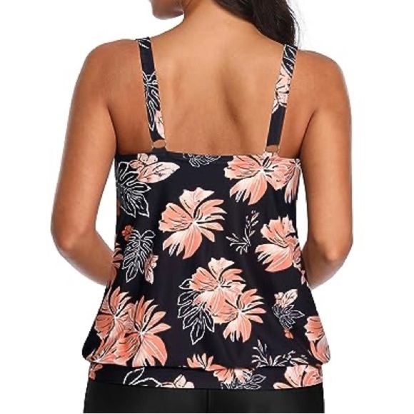 Blouson Tankini Swimsuits for Women Loose Fit Floral Modest Two Piece NWT Size M - Picture 3 of 3